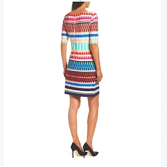 Eliza J Striped Stretch Shift Dress - Picture 1 of 9